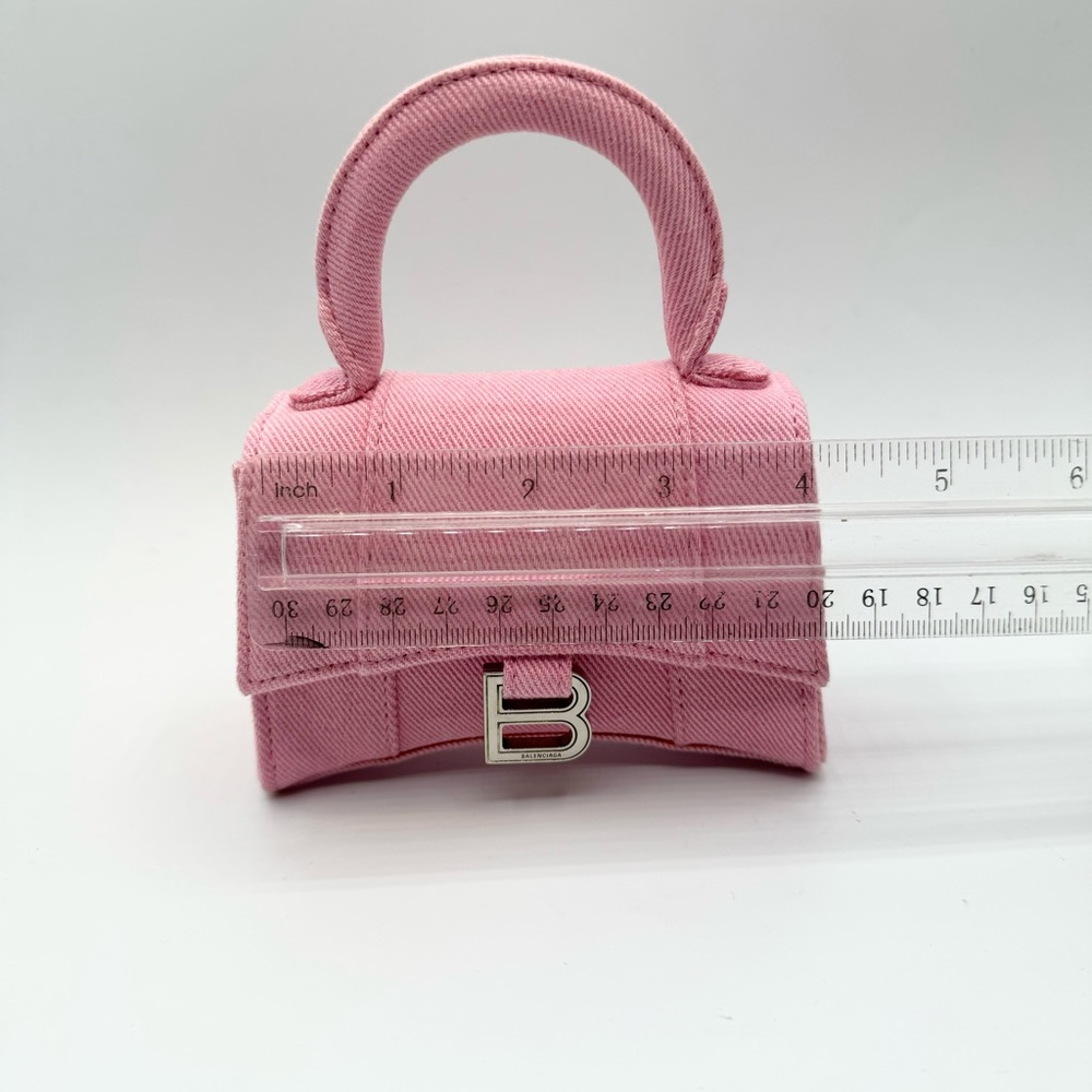 Balenciaga Pink Mini Denim Hourglass Top Handle Crossbody Bag - Picture 10 of 15
